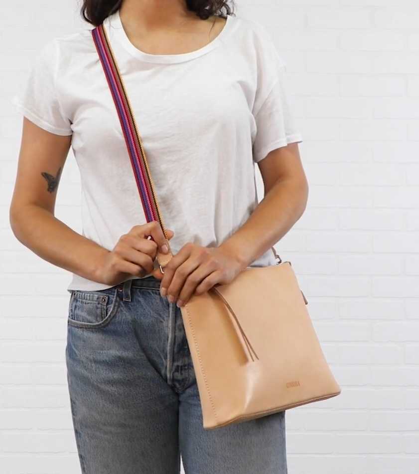 Pink Slim Webbing Crossbody Strap - 9034