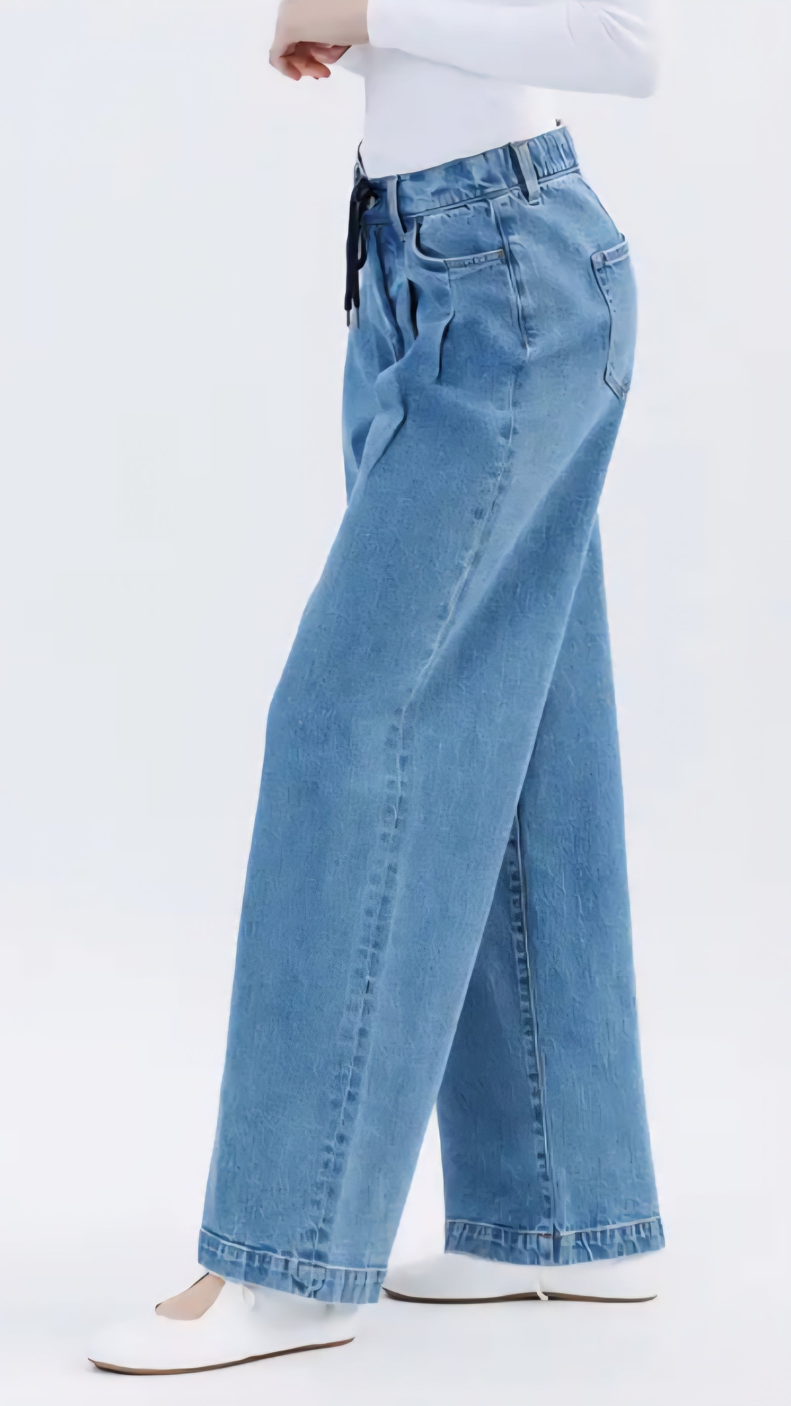 Vervet Olivia Super High Rise Pleated Drawstring Jean T6745