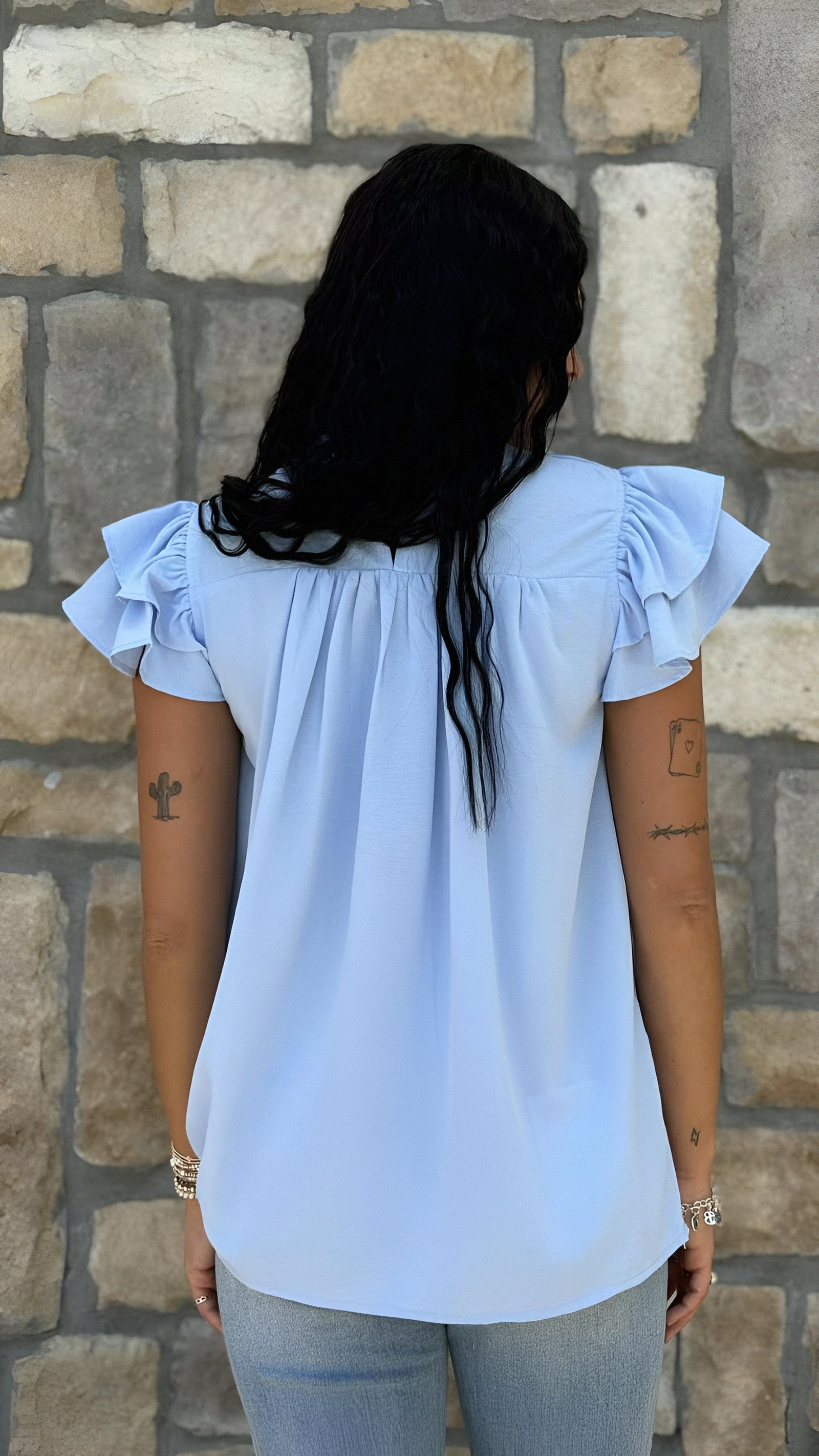 Ruffle Sleeve Pleated Top in 3 Colors