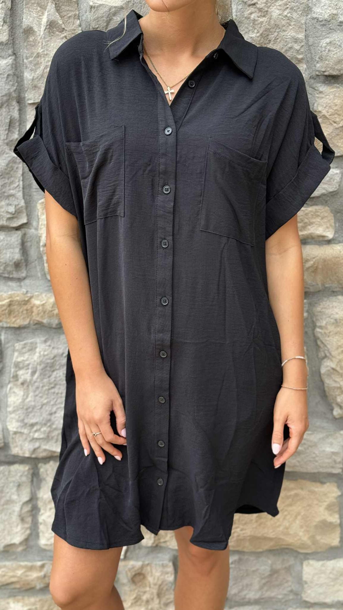 Drop Sleeve Button Up Shirt Dress in 6 Colors