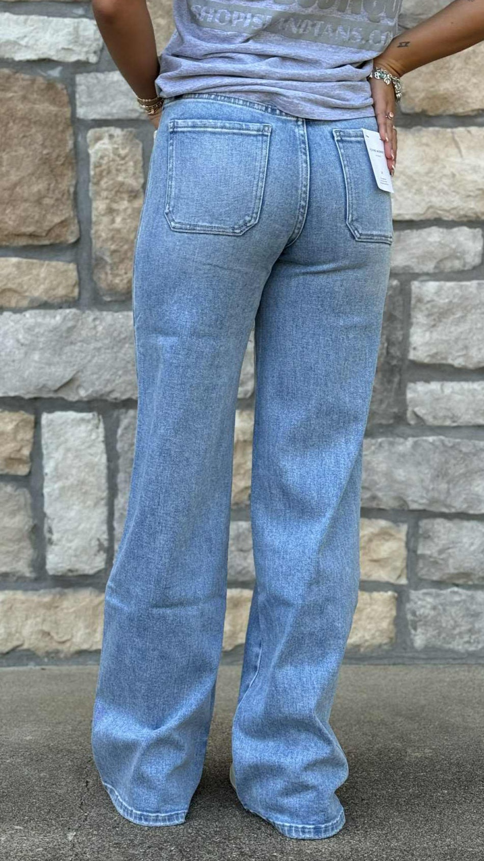 Flying Monkey High Rise Patch Pocket Wide Leg Jean F6058