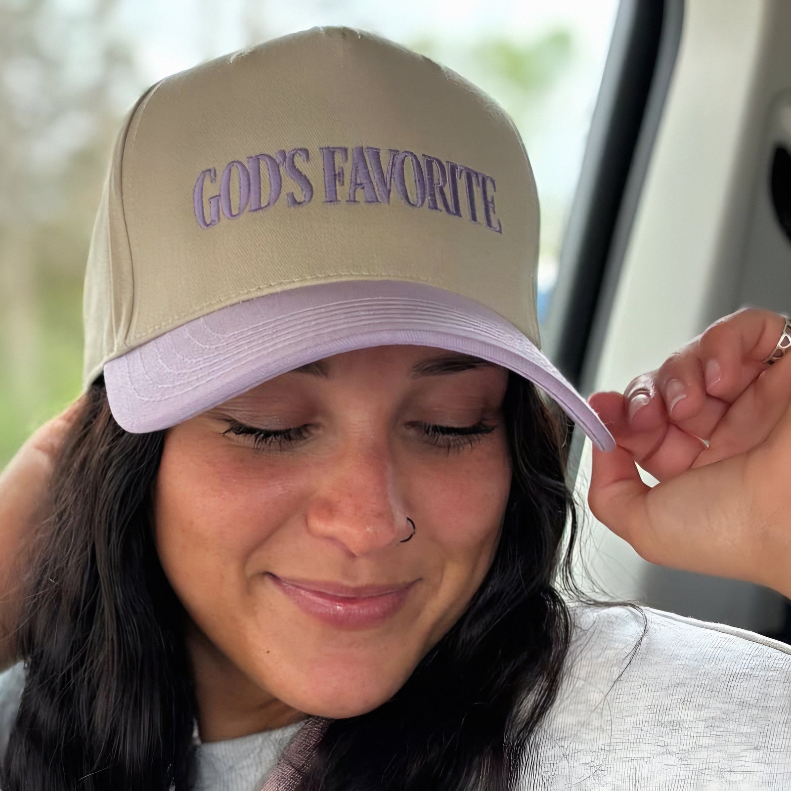 Vintage Hat "God's Favorite" in Purple