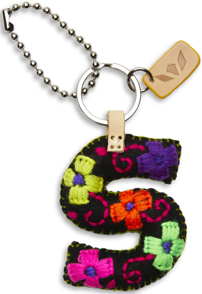 Consuela Black Felt Keychain
