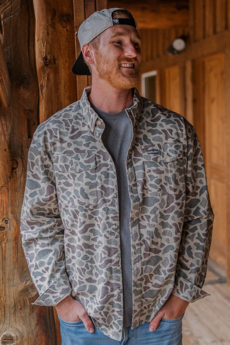 Burlebo Cotton Twill Button Up Classic Deer Camo