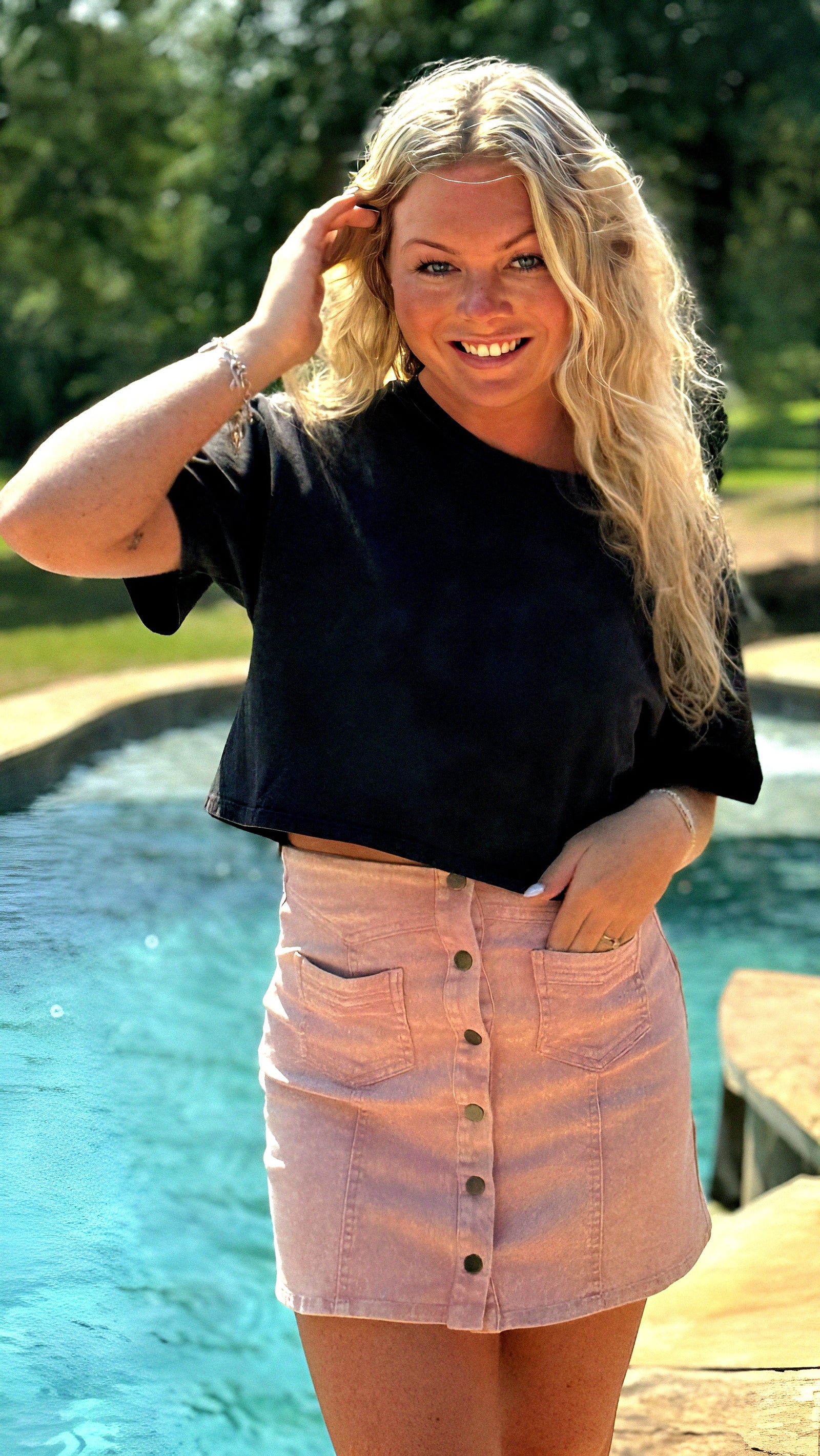 Woven Mini Skirt With Back Star Detail