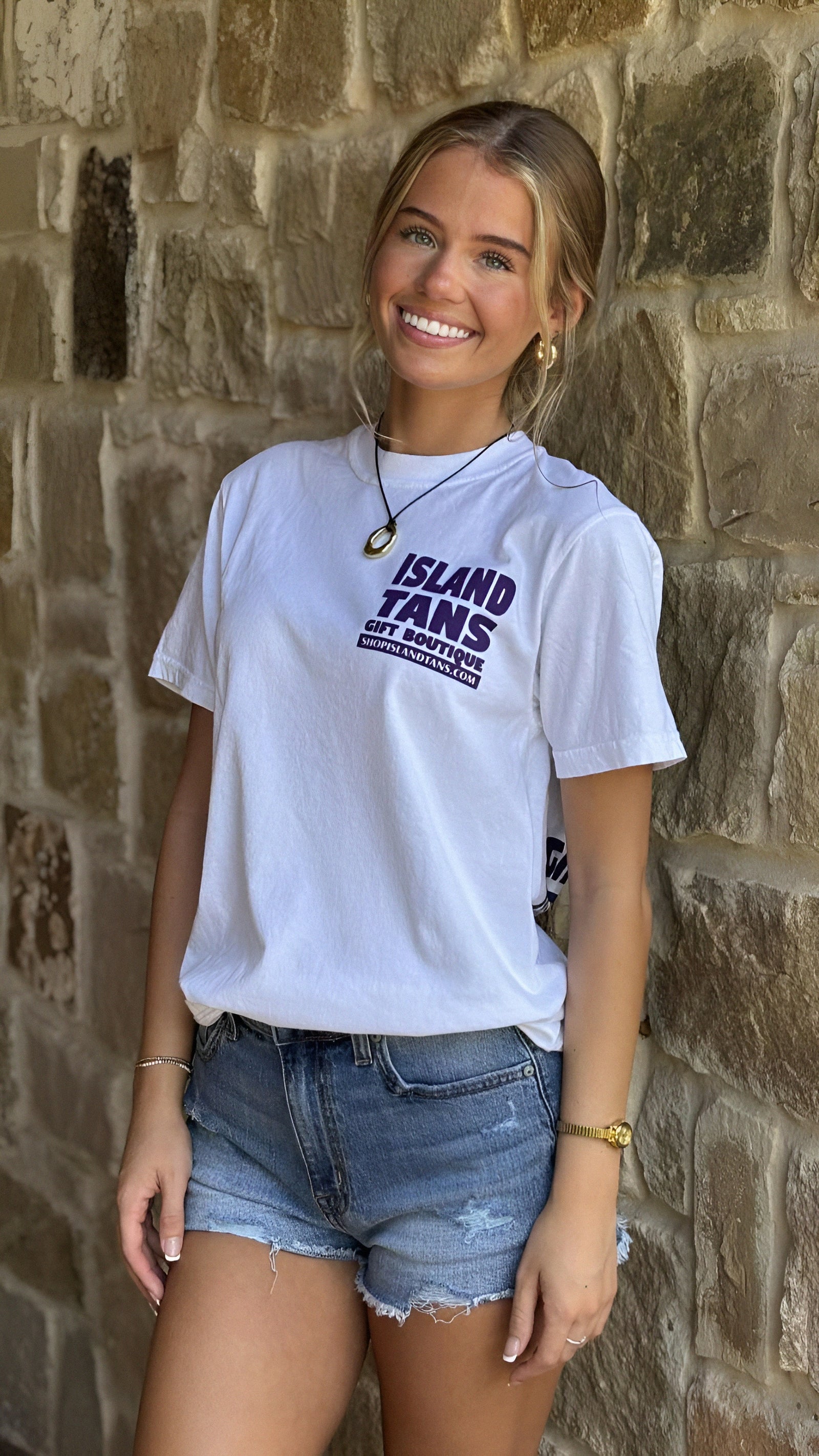 Island Tans Logo Tee- White with Purple
