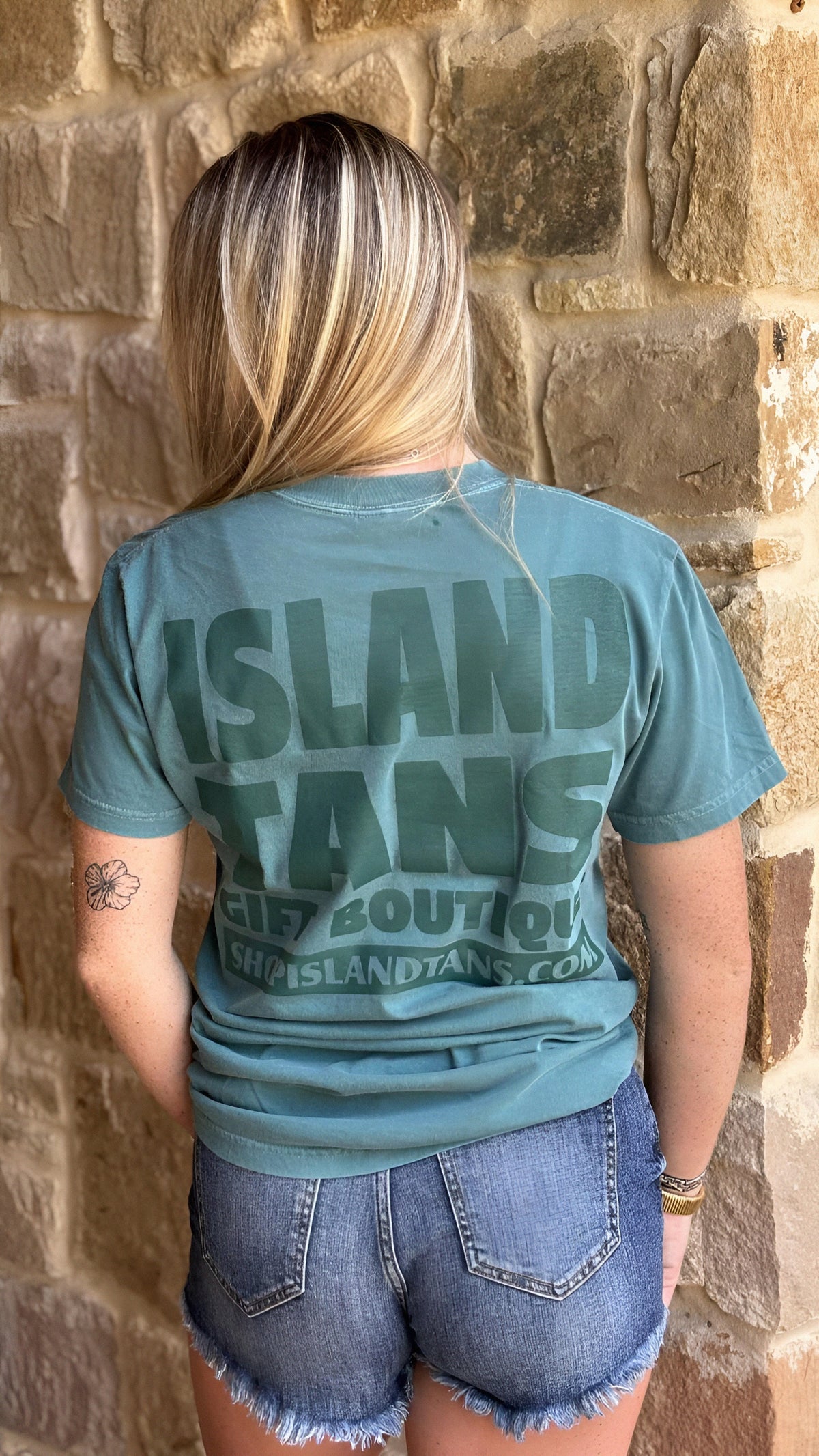 Island Tans Logo Tee- Emerald on Emerald