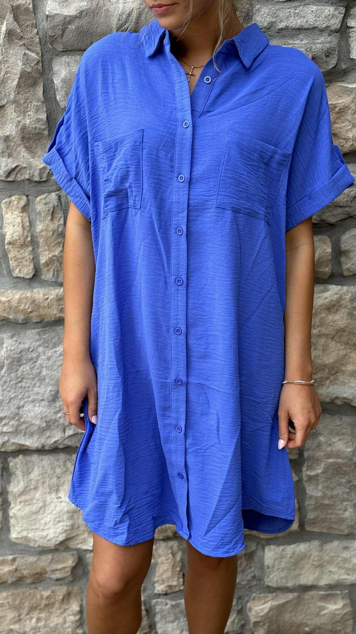 Drop Sleeve Button Up Shirt Dress in 6 Colors