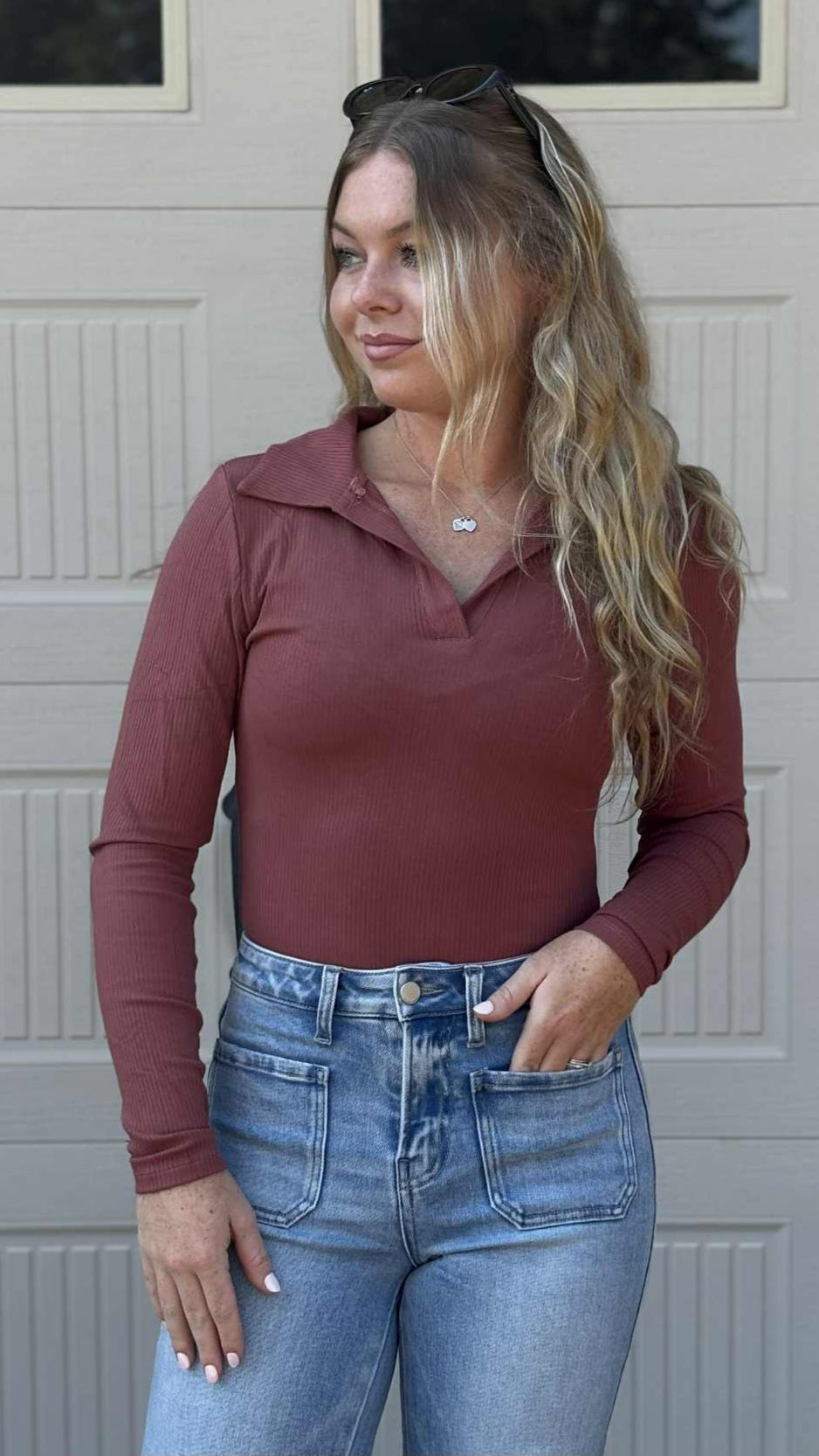 Long Sleeve Ribbed BodySuit in 3 Colors