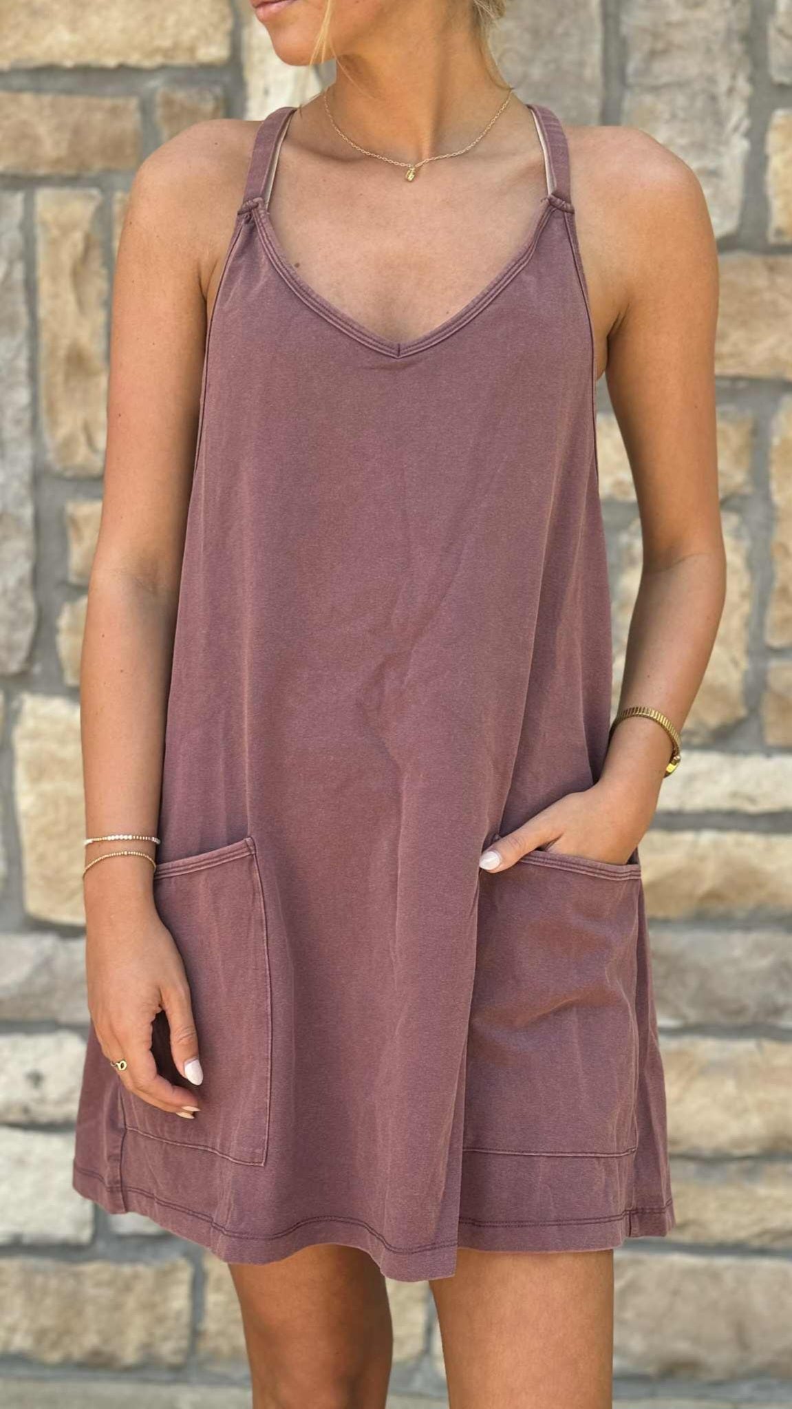 Washed Mini Romper Dress in 2 Colors