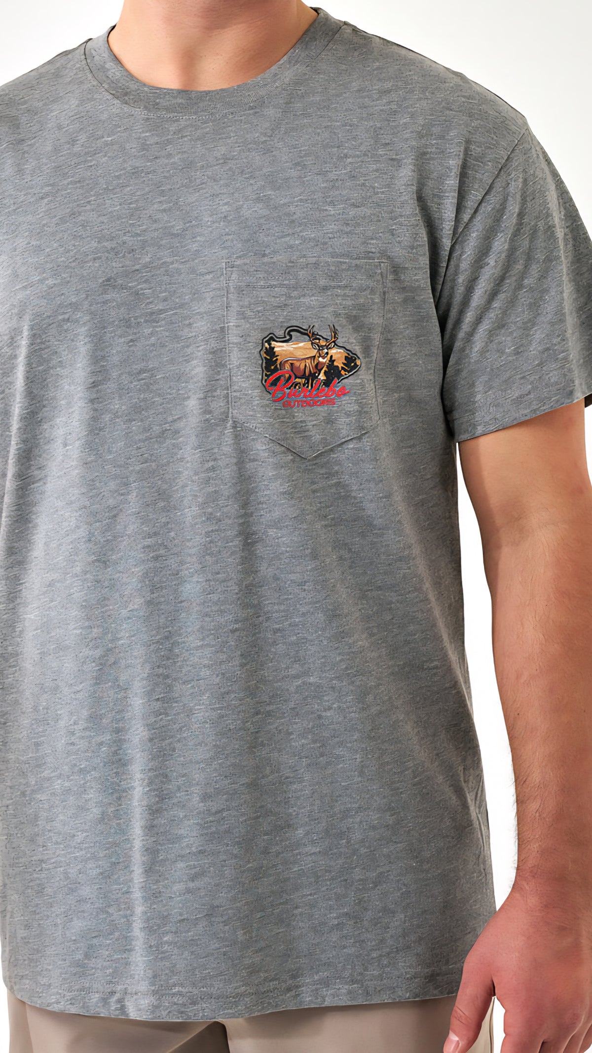 Burlebo Short Sleeve Hill Country Buck on Heather Grey