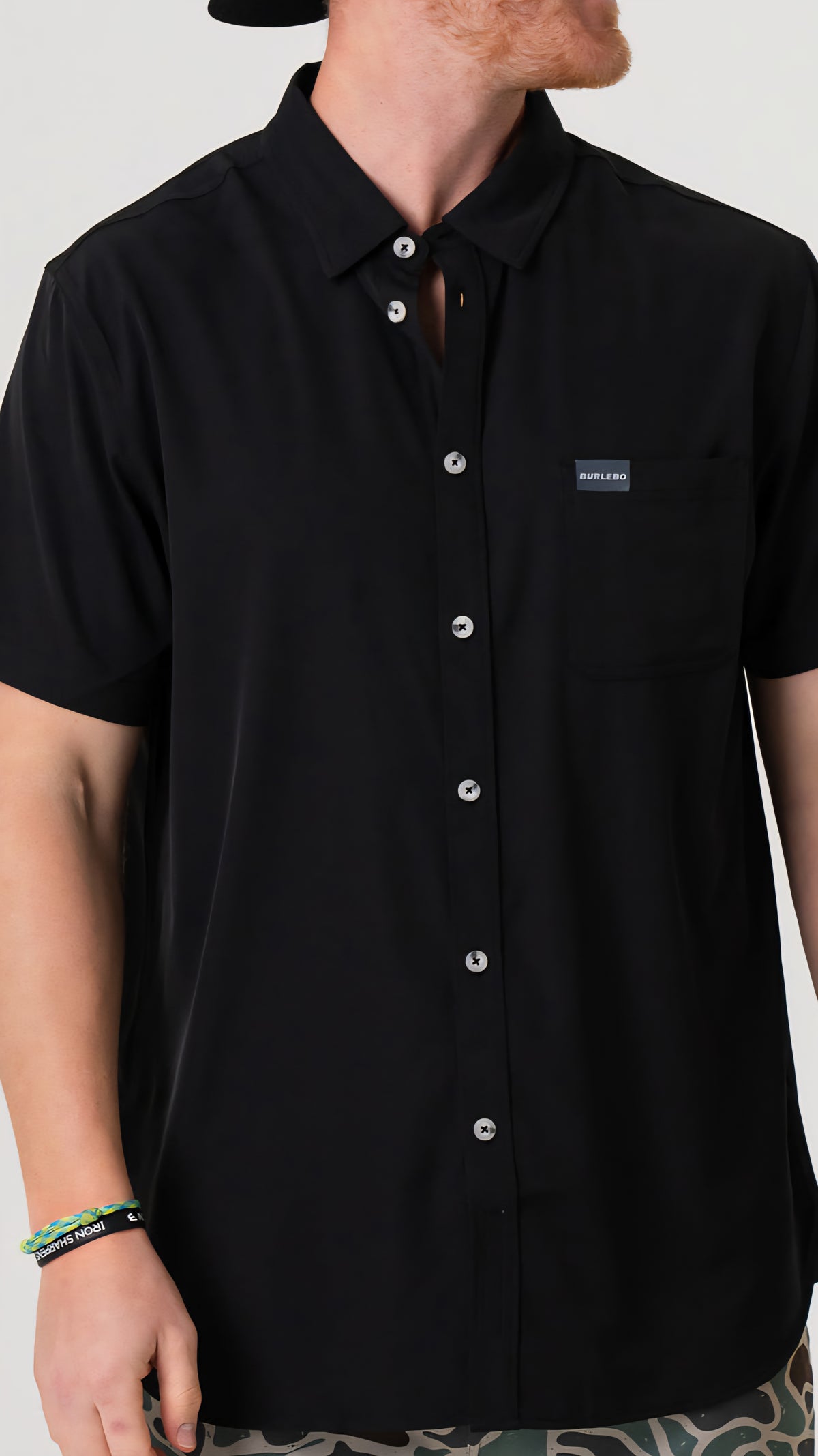 Burlebo Performance Button Up Heather Black