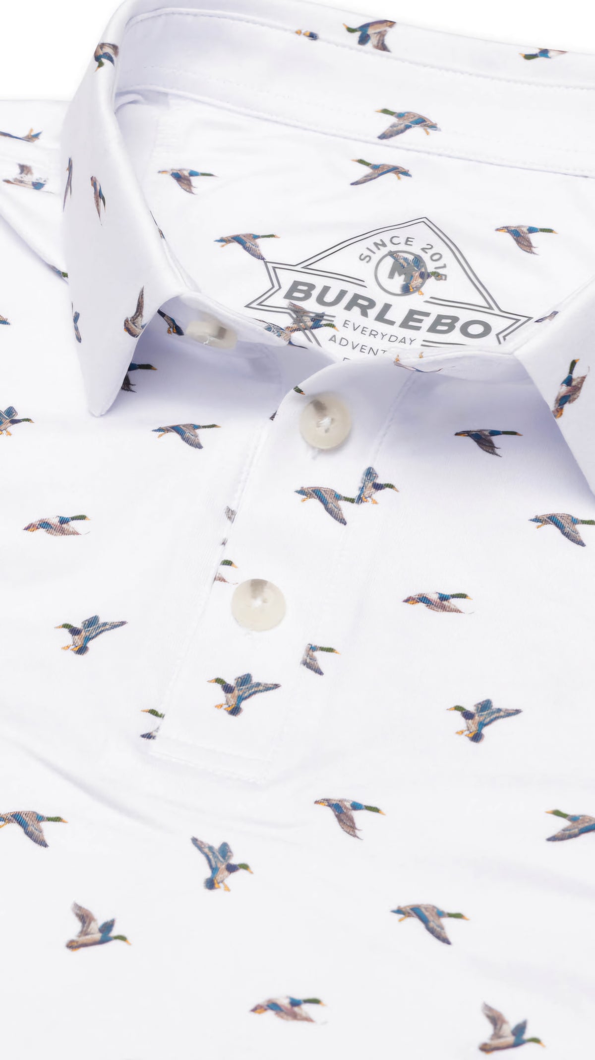 Burlebo Performance Polo - Ducks Flying In White