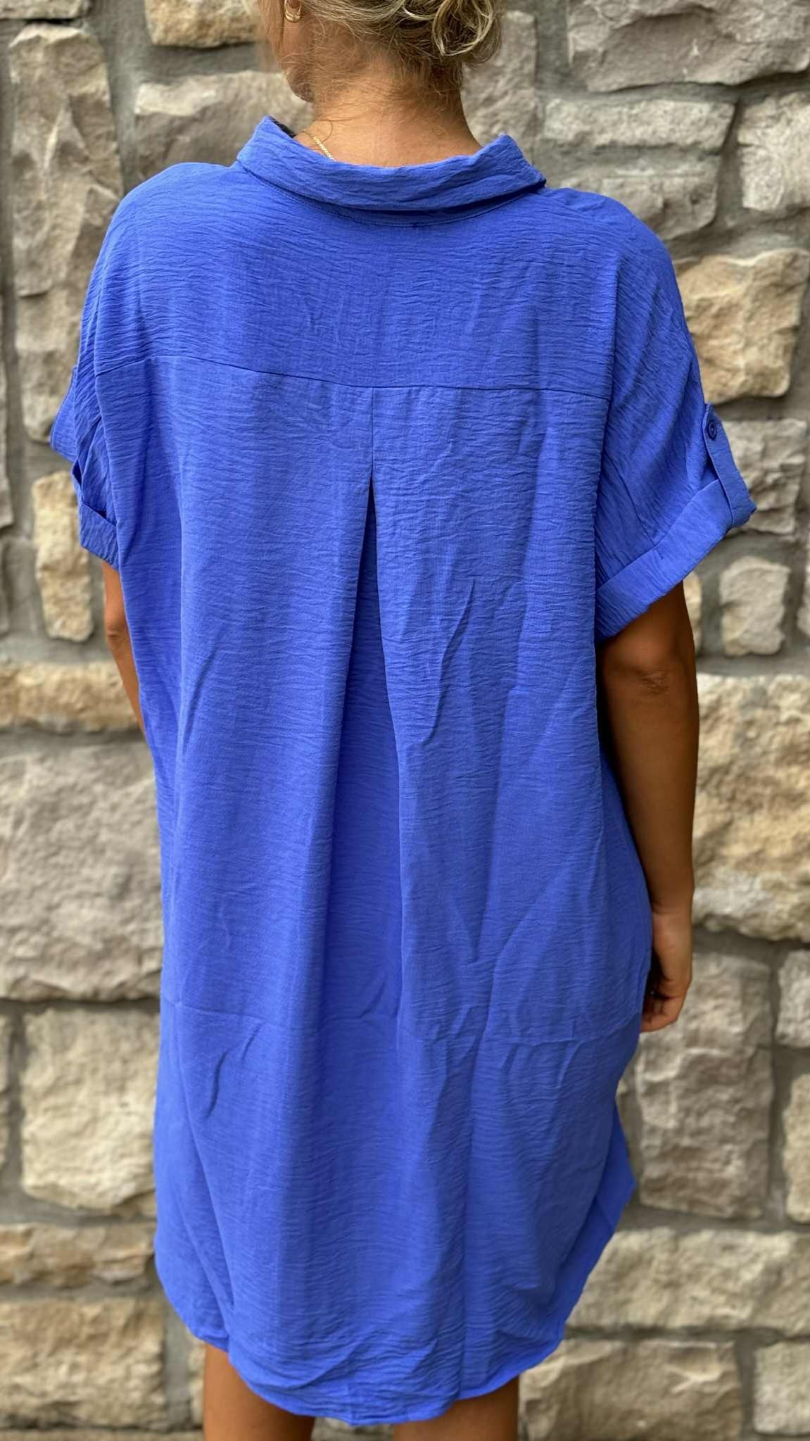 Drop Sleeve Button Up Shirt Dress in 6 Colors