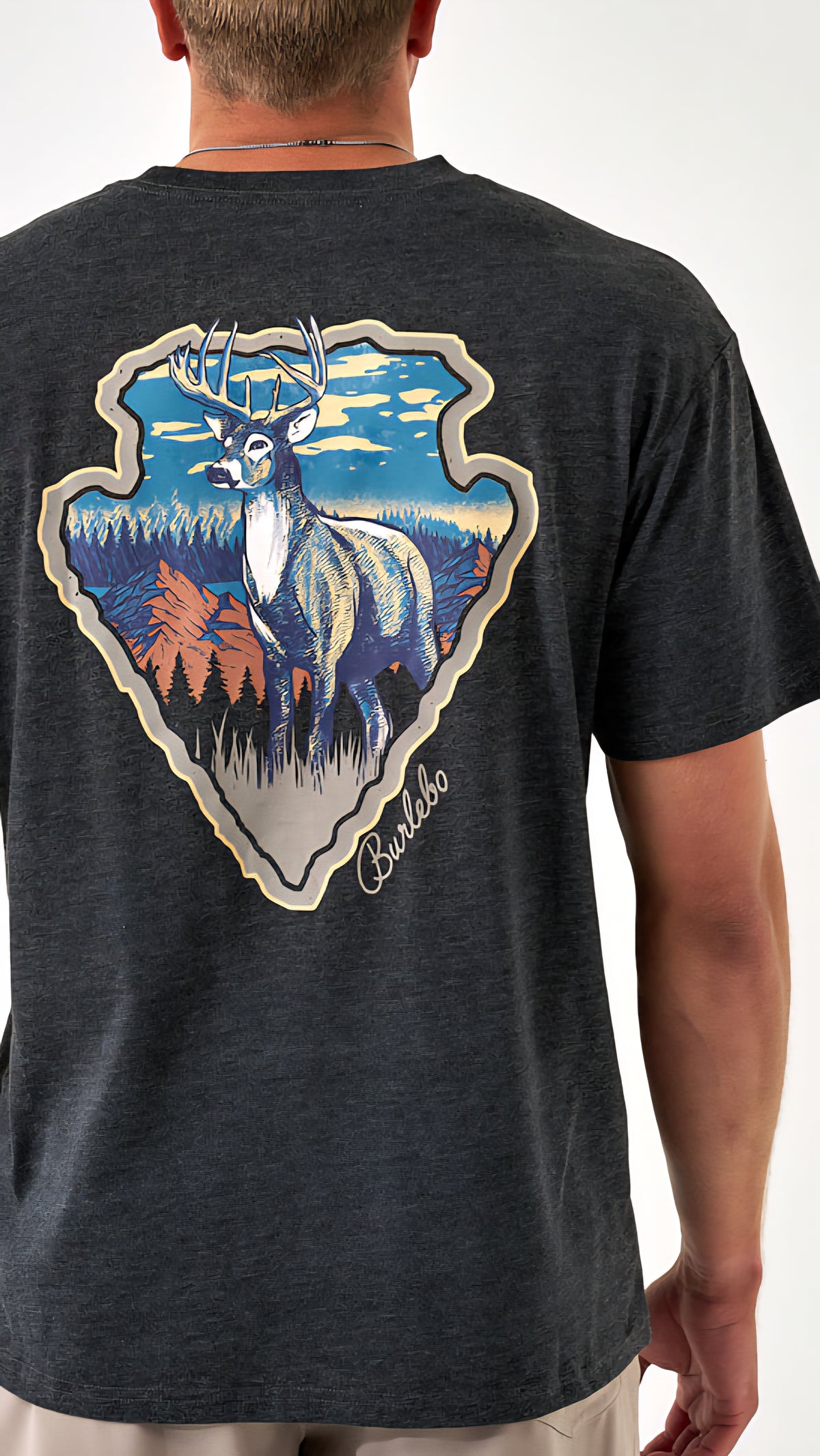 Burlebo Short Sleeve Tee Whitetail Season on Heather Black