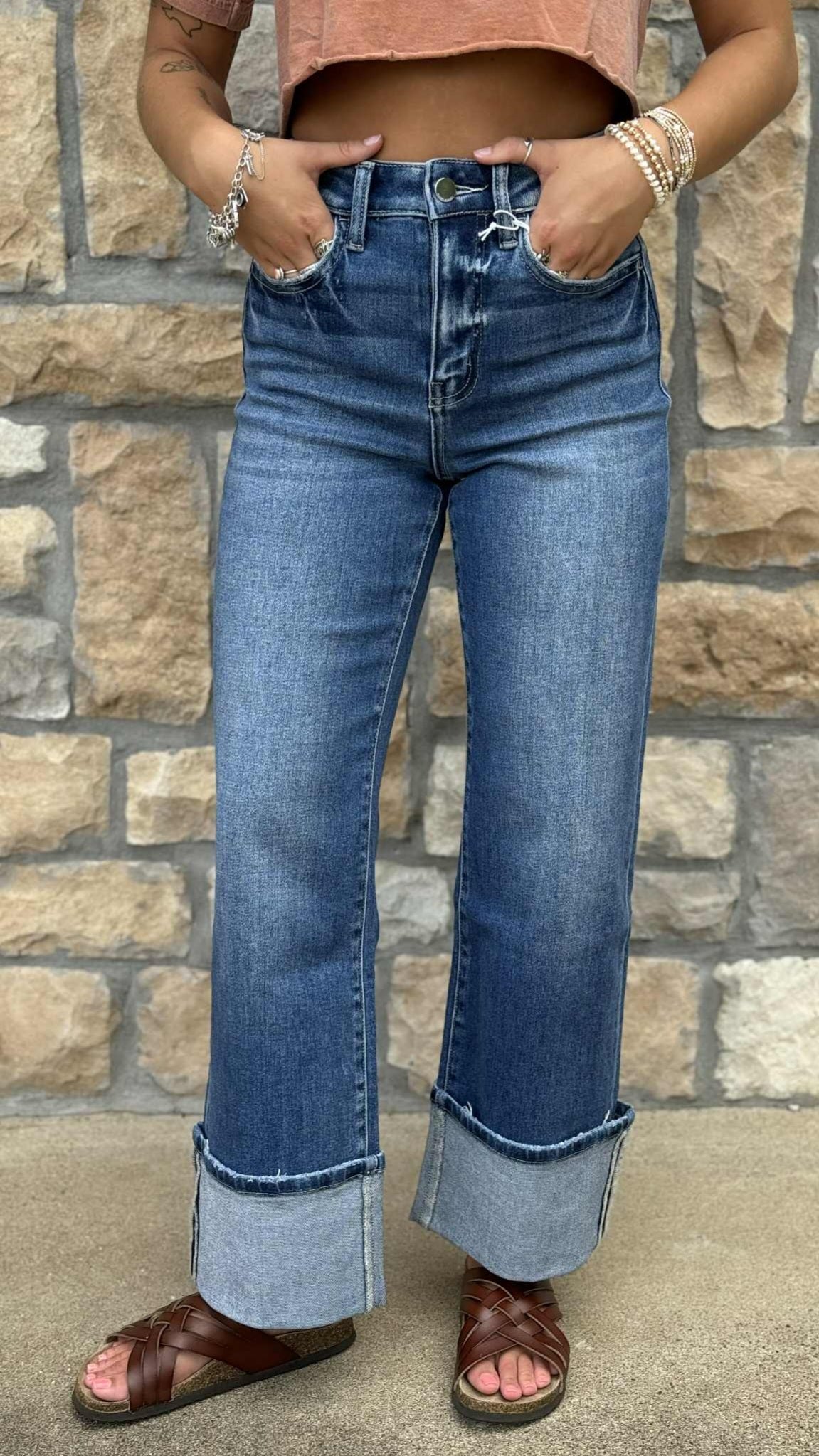 Flying Monkey 90's Vintage Cuffed Flare Jean F5827