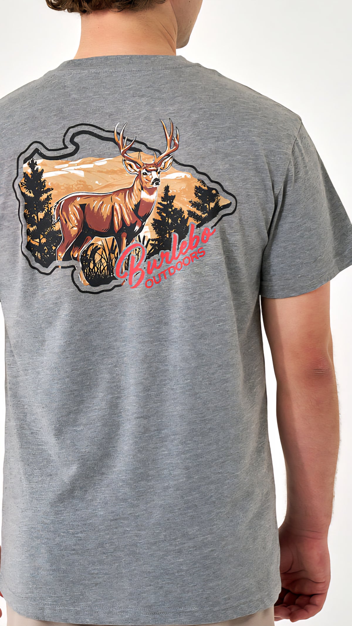Burlebo Short Sleeve Hill Country Buck on Heather Grey