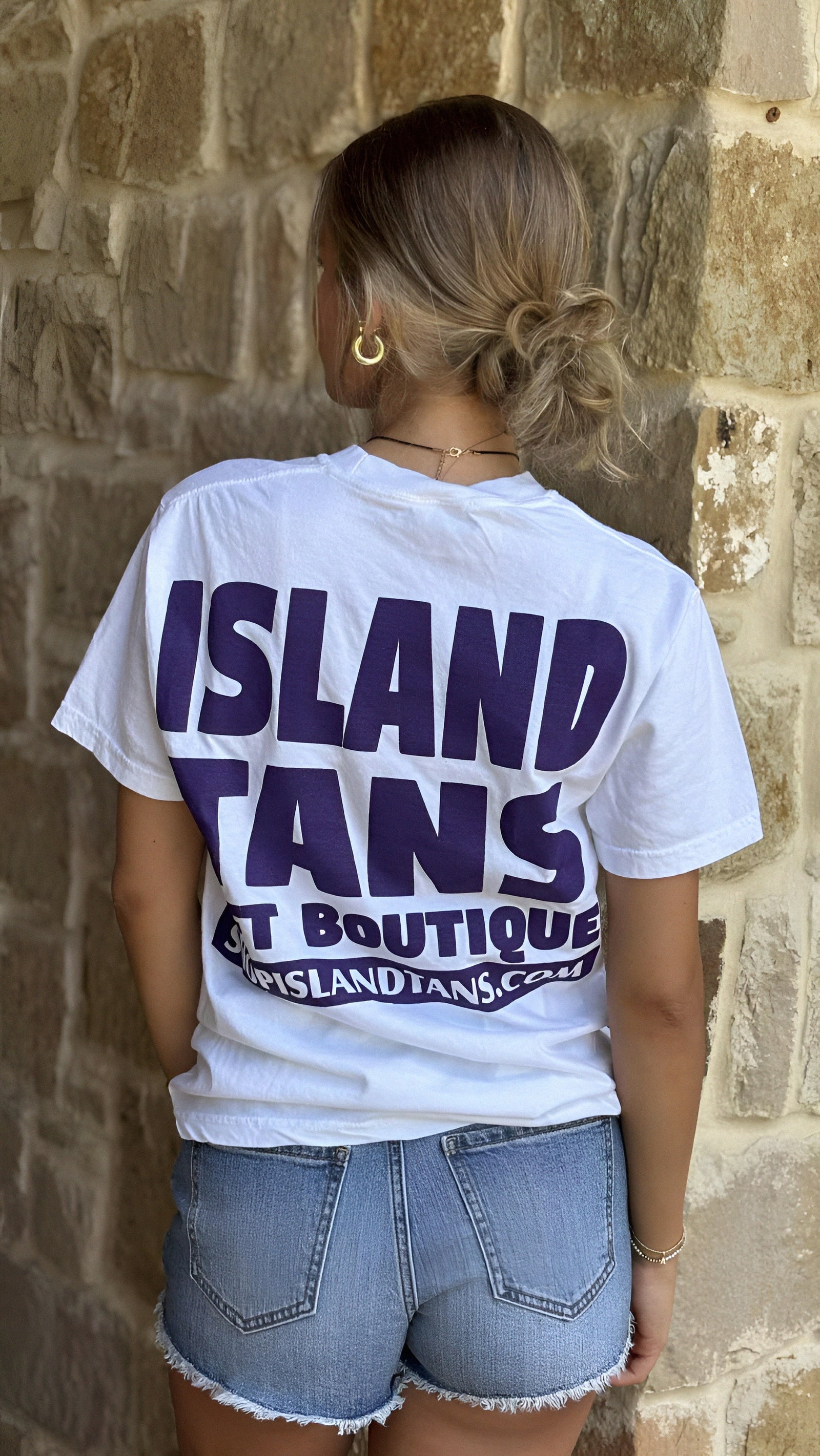 Island Tans Logo Tee- White with Purple