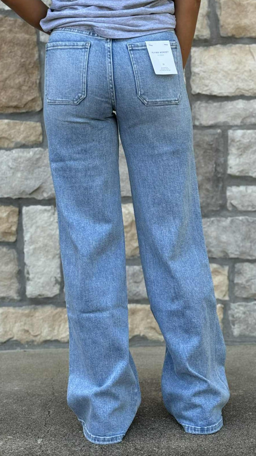 Flying Monkey High Rise Patch Pocket Wide Leg Jean F6058